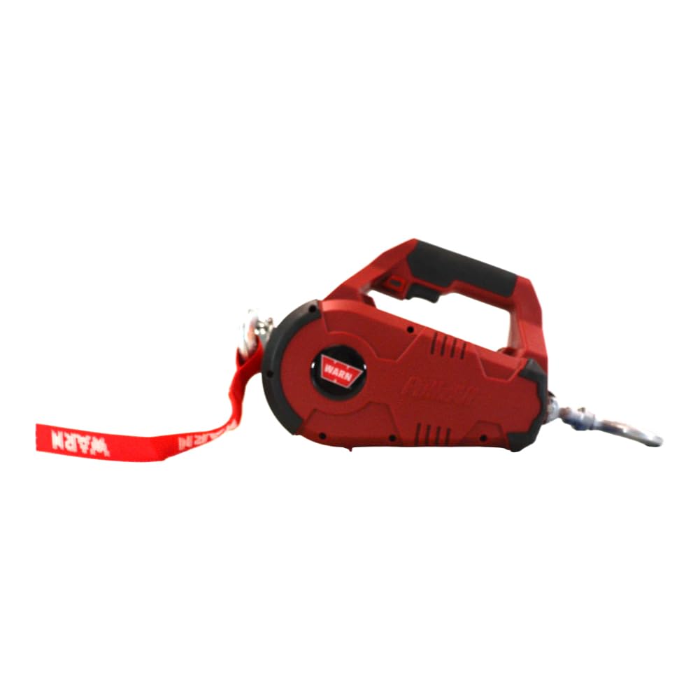 WARN 885000 PullzAll Corded 120V AC Portable Electric Winch with Steel Cable: 1/2 Ton (1,000 lb) Pulling Capacity, Variable Speed Trigger, Red