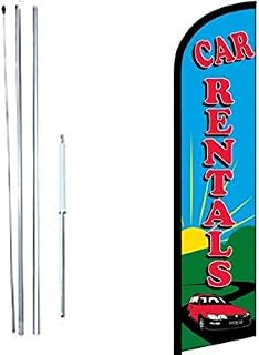 OnPoint Wares Car Rentals King Feather Flag Sign Kit with Complete Hybrid Pole Set | Outdoor Advertising Banner | Weatherproof Polyester Business Flag