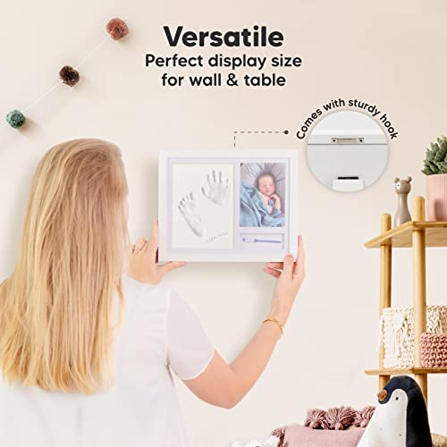 Keababies Baby Footprint Kit - Baby Hand And Footprint Kit - Baby Shower Gifts For Mom - Baby Keepsake - Personalized Baby Picture Frame Print Kit - Baby Handprint Kit - Baby Registry (Alpine White) #TOP5