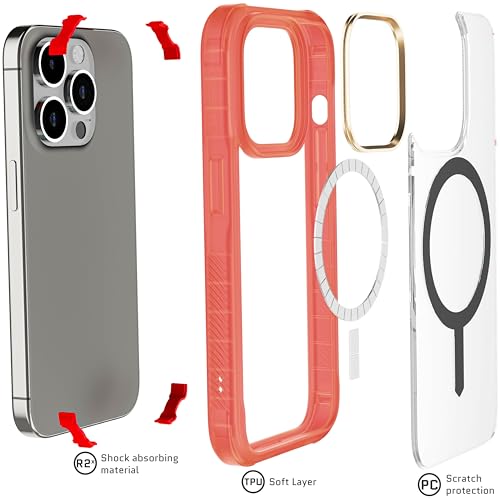 Coque antichoc iPhone 15 Pro Ghostek rose MagSafe pour éviter les rayures