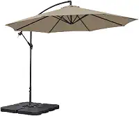 Kit Ombrelone Lateral Suspenso 3m Kauai + Base 60 Litros Quadrada Piscina Jardim