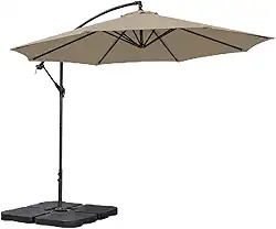 Kit Ombrelone Lateral Suspenso 3m Kauai + Base 60 Litros Quadrada Piscina Jardim