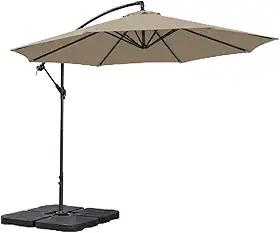 Kit Ombrelone Lateral Suspenso 3m Kauai + Base 60 Litros Quadrada Piscina Jardim