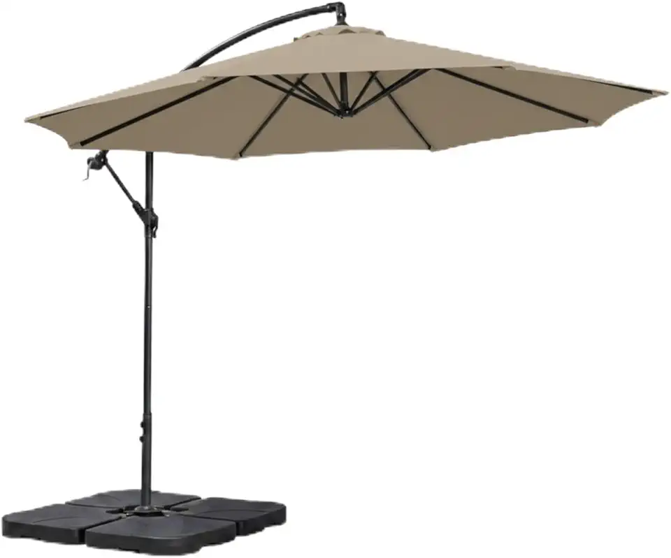 Kit Ombrelone Lateral Suspenso 3m Kauai + Base 60 Litros Quadrada Piscina Jardim