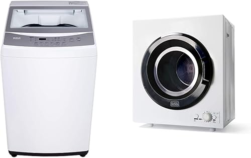 RCA RPW302 - Lavadora portátil, 3.0 pies cúbicos, blanco y negro+DECKER BCED37 Secadora portátil, pequeña, 4 modos, volumen de carga 13.2 libras,