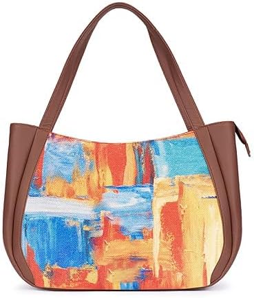 Women’s Jute & Vegan Leather Tote Bag – Handcrafted Shoulder Handbag, Spacious Carryall Work Bag for Office, Travel & Daily Use