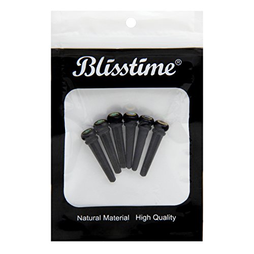 Blisstime 6Pcs Ebony Guitar Pins Inlaid Abalone Dot Acoustic Guitar Replacement Parts #TOP4