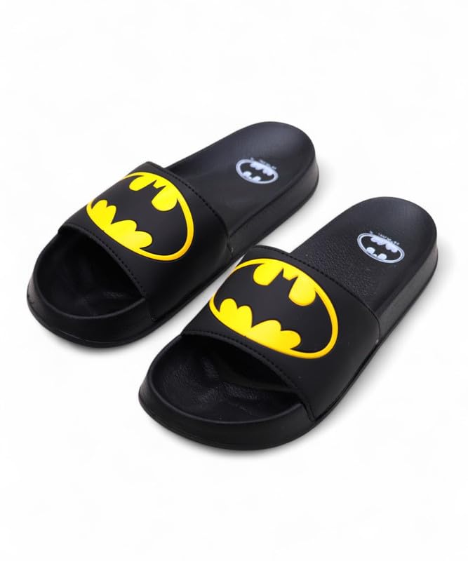 Image of SVAAR x Batman Official Slides for Men | Soft Cushioned Footbed, Anti-Slip Sole - Lightweight Slippers for Men Indoor /Outdoor Dailywear