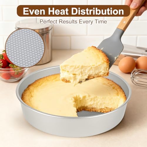 9-Inch Round Cake Pan Set of 2 – Extra Thick Gauge Steel Cake Pans, Honeycomb Texture Non-Stick Coating for Easy Release, Even Heating, Ideal for Layer Cakes, Cheesecakes & Home Baking - Thumbnail 4