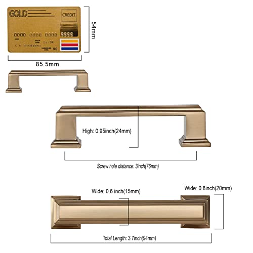 Amerdeco 10 Pack Champagne Bronze Cabinet Pulls 3 Inch(76Mm) Hole Center Cabinet Hardware Kitchen Cabinet Handles For Bathroom Drawer Pulls Dresser Pulls Zh0001 #TOP3