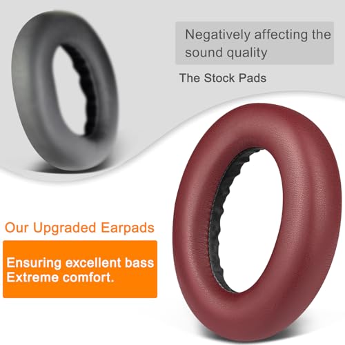 Image of SOULWIT Replacement Earpads for Bose QC Ultra /New QuietComfort Ultra(2nd Gen) Wireless Headphones, Ear Pads Cushions with Softer Protein Leather, High-Density Noise Isolation Foam - Burgundy