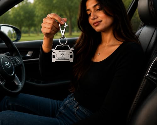 Image of Personalized Stainless Steel Key Chain /Key Ring | Durable, Compatible with All Models | Customized Car Number Plate | Ideal Gift for Him (Silver)