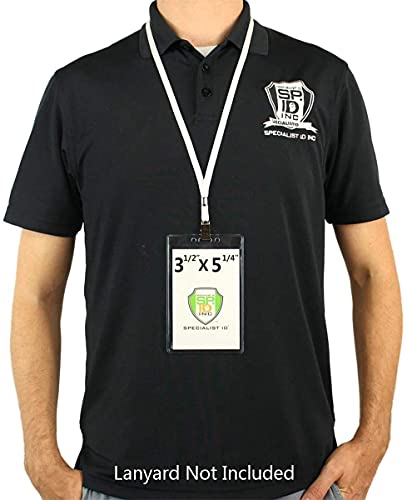 5 Pack - Premium Heavy Duty 3 1/2" X 5 1/4" Extra Large Event Badge Holder (4X6 Outside) - Clear Plastic Name Tag Sleeves, Concert Ticket, Press Pass or Sporting Event Holder by Specialist ID