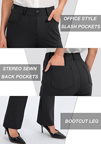 Rammus 28"/30"/32"/34" Women's Yoga Dress Pants Stretch Work Business Casual Slacks For Women Bootcut Office Trousers With 4 Pockets Black #TOP3
