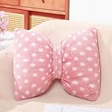 Hahafelt Decorative Pink Bow Pillow 15.75 Inches Sherpa Wave Point Bow Throw Pillow Reversible Knot Bow Pillow Washable Neck Lumbar Supportable Pillow Cushion Decor for Bed Sofa Car Couch Office