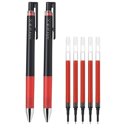 Pilot Juice Up 0.5mm Red Gel Ink Ballpoint Pen LJP-20S5-R 2 pens 5 refills with Kanji Love Sticker Cover