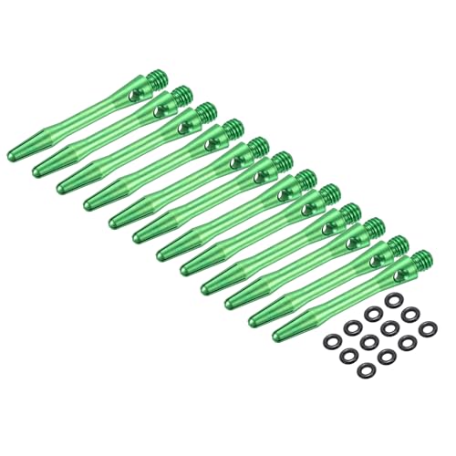 PATIKIL Aluminum Dart Shafts 35mm, 12 Pack 2BA Thread Dart Stems Replacement Accessories with Rubber Rings for Steel Tip, Green