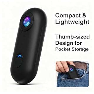 Varnock Motorcycle Camera, HD Action Camera, Thumb Lens, HD Mini Wearable Body Adventure Action Cameras, 360° Rotation Portable Wearable Mini Action Cam, for Cycling, Diving (White 4K)