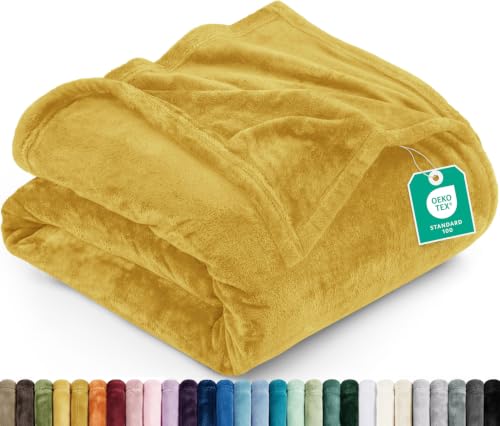 Image of Utopia Bedding Fleece Blanket Full Size Gold 300GSM Luxury Fuzzy Soft Anti-Static Microfiber Bed Blanket (90x84 Inch)