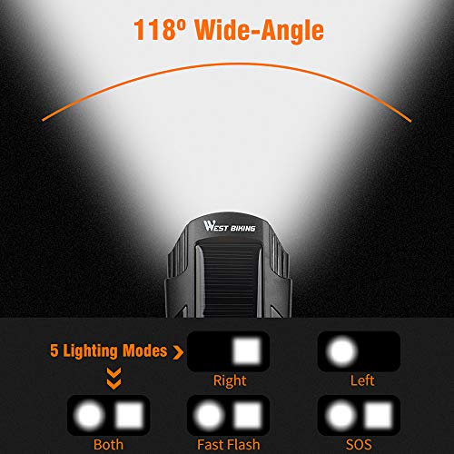 Lâmpada de energia solar para bicicleta USB recarregável LED para ciclismo lâmpada de aviso de buzin