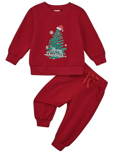 Image of Toddler Baby Boy Girl Clothes with Pockets 2PC Long Sleeve Pullover Sweatshirt and Pants Infant Fall Winter Outfit