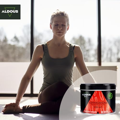Ashwagandha KSM-66 ® Ecológica - Máxima dosis 600 mg en 1 Cápsula - 100 Días - Sin Aditivos - 100% Pura - Mejora el Estado de Ánimo - Vegano - Sin Plástico - Certificación Ecológica - ALDOUS