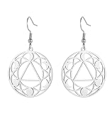Anonyme Alkoholiker Ohrringe für Frauen Nüchternheit Erholung Symbol Anhänger Erholung Dreieck Mondphase Schmuck AA NA Geschenk (silber)