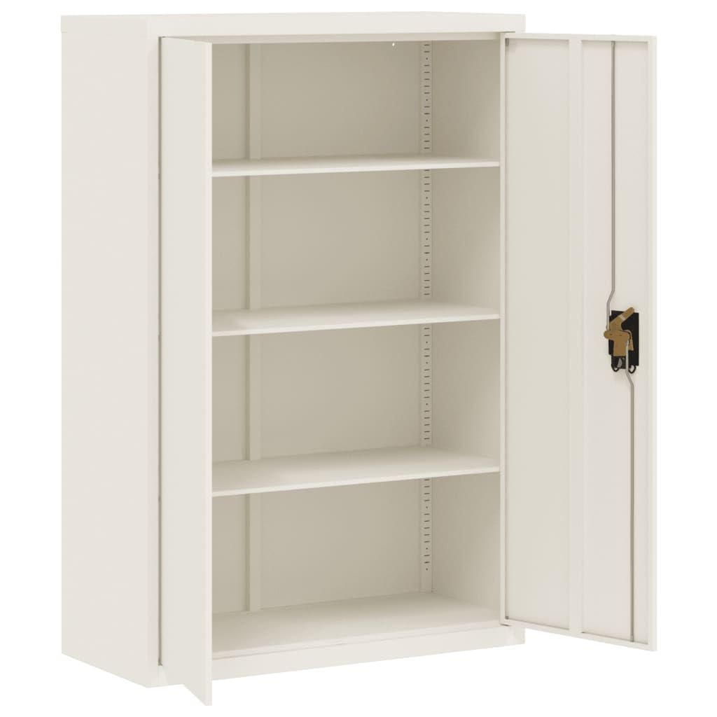 Armadietto portadocumenti con serratura, 90 x 40 x 140 cm, in acciaio verniciato a polvere, armadio da ufficio con 3 ripiani per documenti e forniture da ufficio, con supporto da parete per la