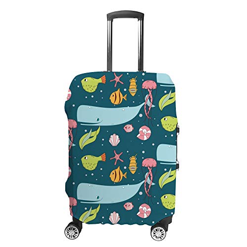 Housse de protection bagages baleine bleu en tissu premium extensible