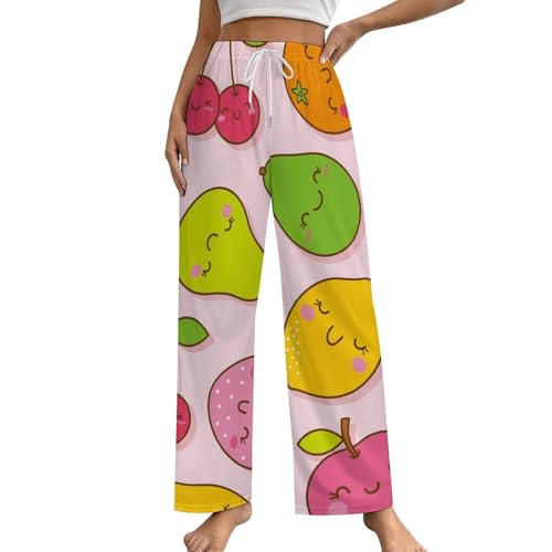 Vêtement de nuit femme sans serrer | Pantalon de pyjama S poire citron cerise à poches