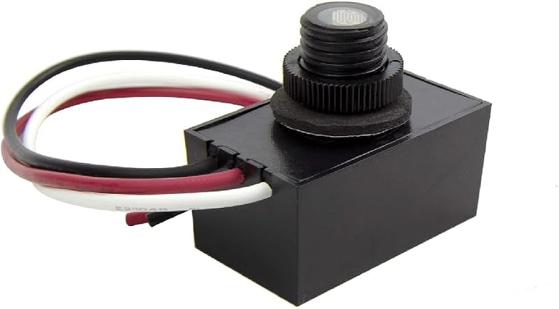 Solus Dusk-to-Dawn Button Sensor for Outdoor Fixtures and Lamp Posts – Auto Photocell Control, 120V, UL Listed, Black (Pack of 1)