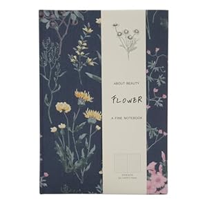 Floral Hardcover Notebook, Flower Journal for women, A5, 202 Pages, Printed Fabric Cloth Journal, Similar Embroidered Linen Journal, Garden Journal, Navy Blue
