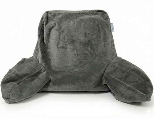 ComfortSpa Reading Pillow Replacement Cover for 19 inch Back Rest Pillow, Polyester Velour Machine Wash and Dry (Grey)
