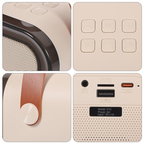 SAFIGLE 1 Conjunto De Máquina De Karaokê Portátil Alto-Falante De Karaokê Com 2 Microfones Sem Fio L