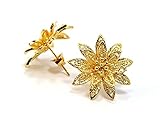Flower Stud Earrings 23k 24k Thai Baht Yellow Gold Plated Filled Earrings Design From Thailand