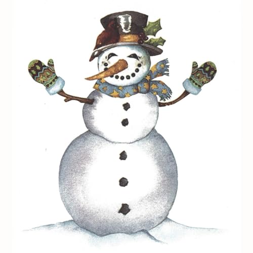 Happy Snowman Style C Overglaze Ceramic Decals 4 Inch (2 Decals)
