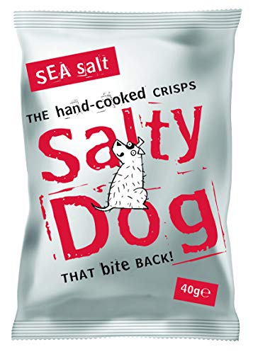 Sea Salt Salty Dog Hand Cooked Crisps | 24 x 40g Gluten-Free & Vegetarian Snack Packs | 960g Box | Perfect for Parties & On-the-Go, Picnics and BBQs
