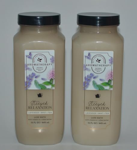 2 STEEPED Relaxation Lavender Mint Tea Luxe Bath Body Oil Bubble SOAK 15 oz