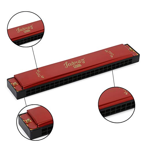Image of JUAREZ Junior JJ24HR 24 Holes Harmonica Key of C Scale | Mouth Organ | Cover - Aluminium | Comb - Abs | Reed - Brass Red