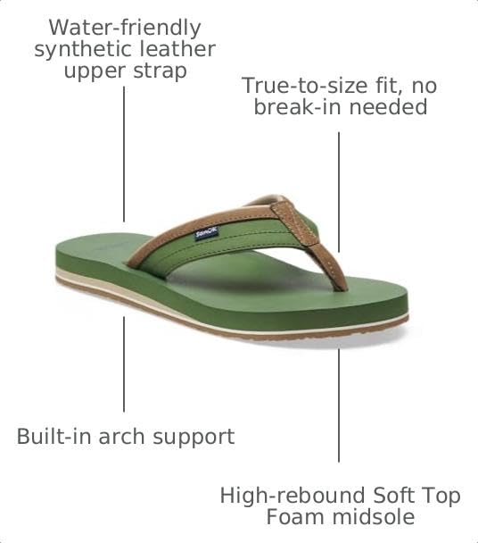 Image of Sanuk Mens Ziggy ST | Flip Flops for Men | Mens Sandals | Beach Sandals | Water Friendly & Lightweight | Comfort Footbed