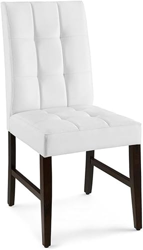 Miniatura 3 de Modway Promulgate Biscuit - Juego de 2 sillas auxiliares tapizadas de piel sintética para comedor, color blanco