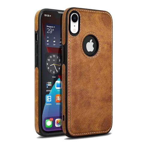 Image of iPhone XR Premium Pu Leather Back Cover Case Drop Camera Protection Anti Scratch Cover Case for iPhone XR Brown