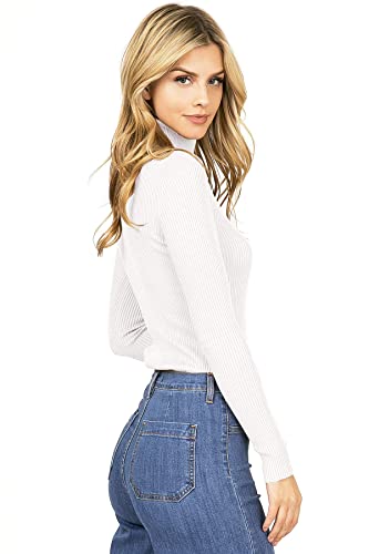 Image of Ambiance Apparel Women's Ribbed Long Sleeve Turtleneck Top