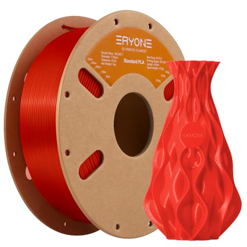 Image of ERYONE PLA Filament 3D Printer PLA Filament 1.75mm + /- 0.03mm, PLA Filament 1KG Cardboard Spool(2.2LBS), Red