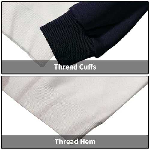 PEGENO Men's Loose Crew Neck Sweatshirt One Piece Shoulder Sleeve Dual Color Long Sleeve T-shirt4