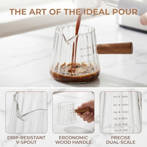 Vaso medidor de vidrio para espumar leche 180 ml miniatura 3