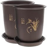 FRCOLOR Orchid Planter Pots with Tray 2-Pack Indoor Plastic ...