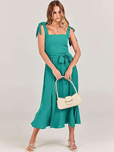 Image of ANRABESS Women's Square Neck Ruffle Split Midi Elegant Formal Wedding Guest Cocktail Bridesmaid Graduation Party Dresses