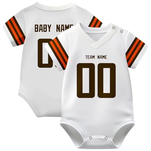 Image of KREDE Baby Clothes Unisex Bodysuit Jersey Style Custom Name Number for Baby Boys