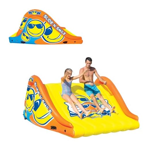 WOW Watersports Slide N Smile 9 Feet Long Floating 2 Lane Waterslide | 19-2210